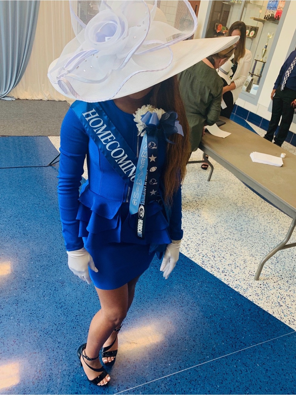 Royal Blue Peplum Homecoming Dress with Long Sleeves